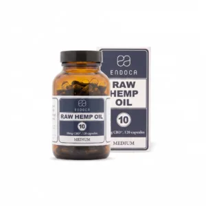 Endoca RAW kapsuly veľká XL sklenená nádoba - 120 kusov 10 mg (1200 mg CBDa+CBD) - stredná sila