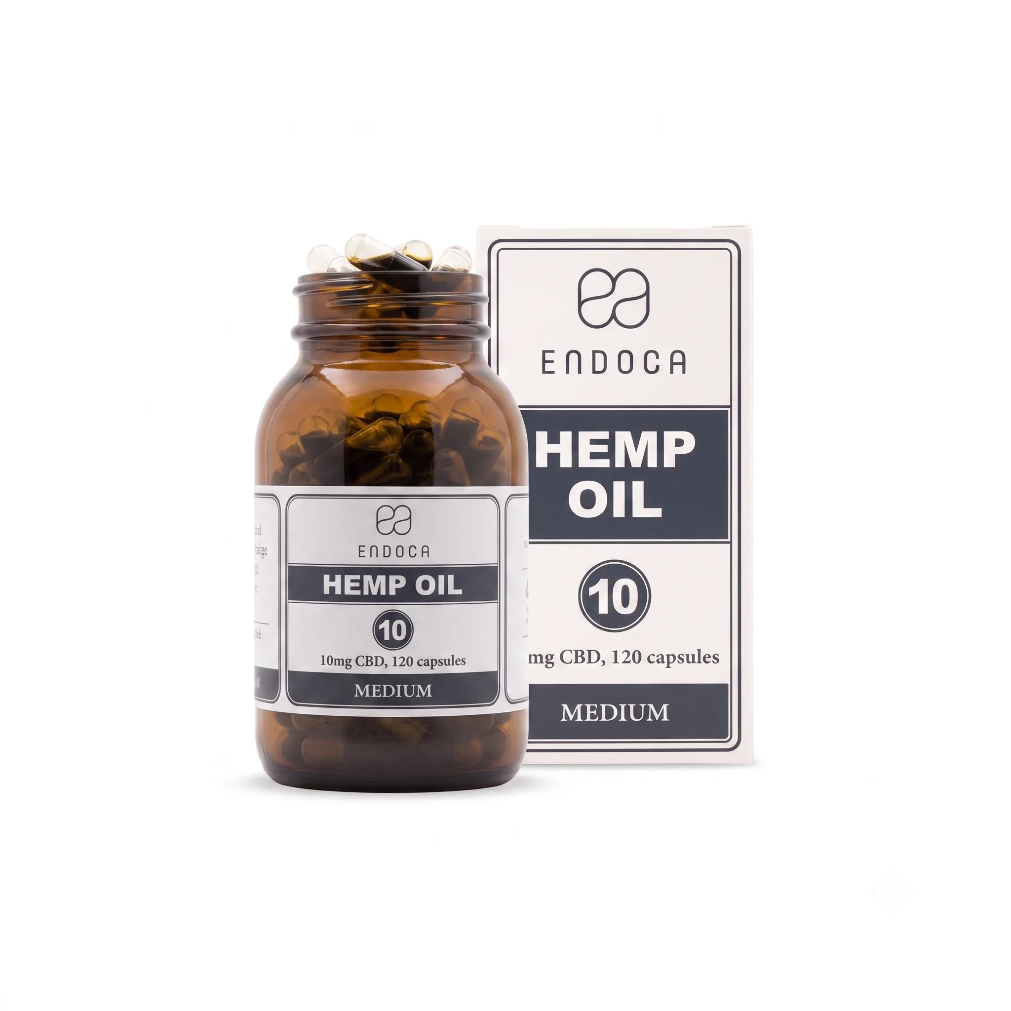 Endoca vyhrievané kapsuly veľká XL sklenená nádoba - 120 kusov 10 mg (1200 mg CBD) - stredná sila - Obrázok 3