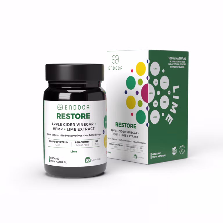 Endoca Restore gummies with apple & lime - 40mg CBD per gummy – THC free – strong strength