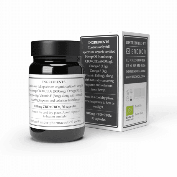 Endoca kapsler RAW - 30 styk 200mg (6000mg CBDa+CBD) - super stærk styrke - Billede 3
