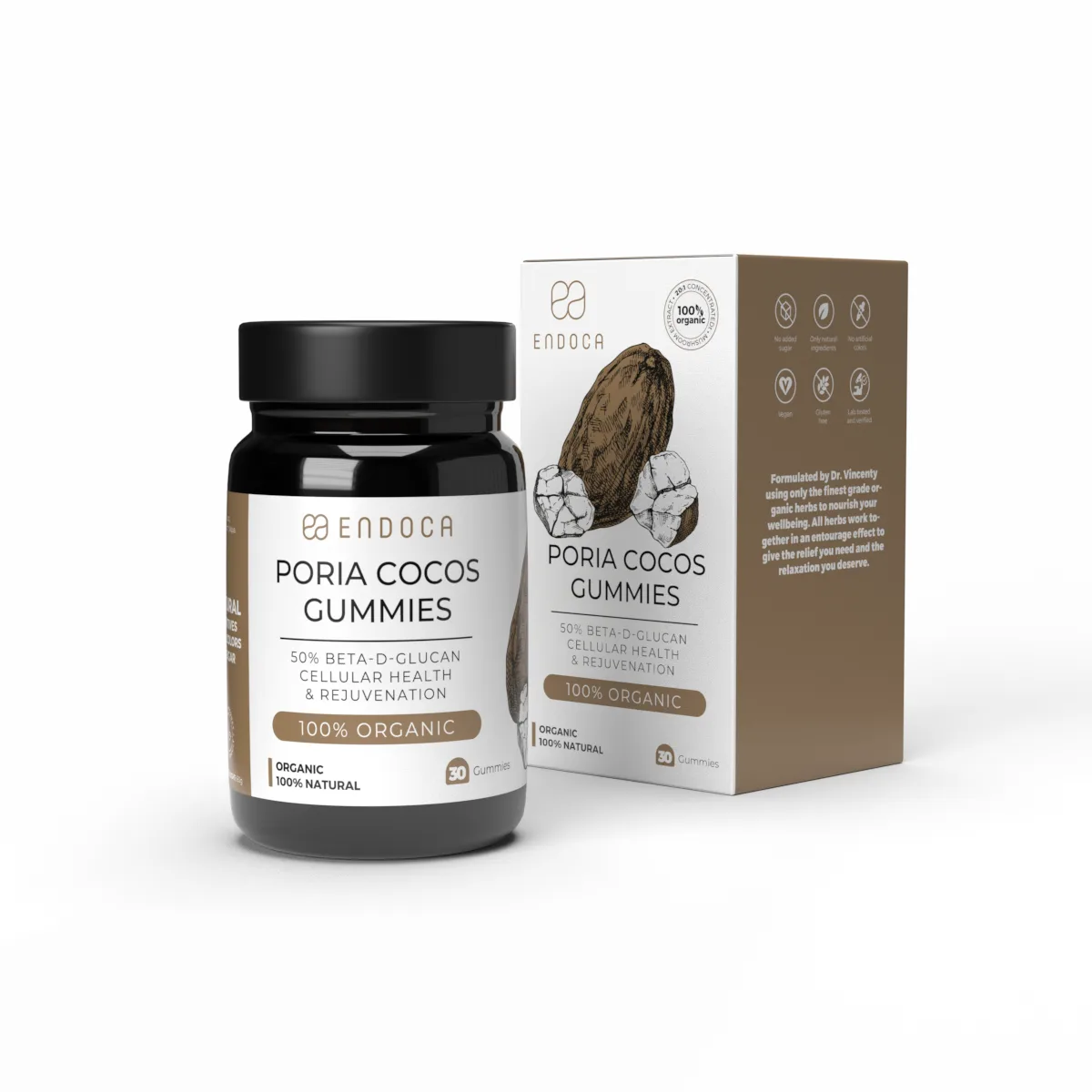 Endoca Poria Cocos 30 gominoles 50 mg d'extracte de bolets per gominola - Imatge 3