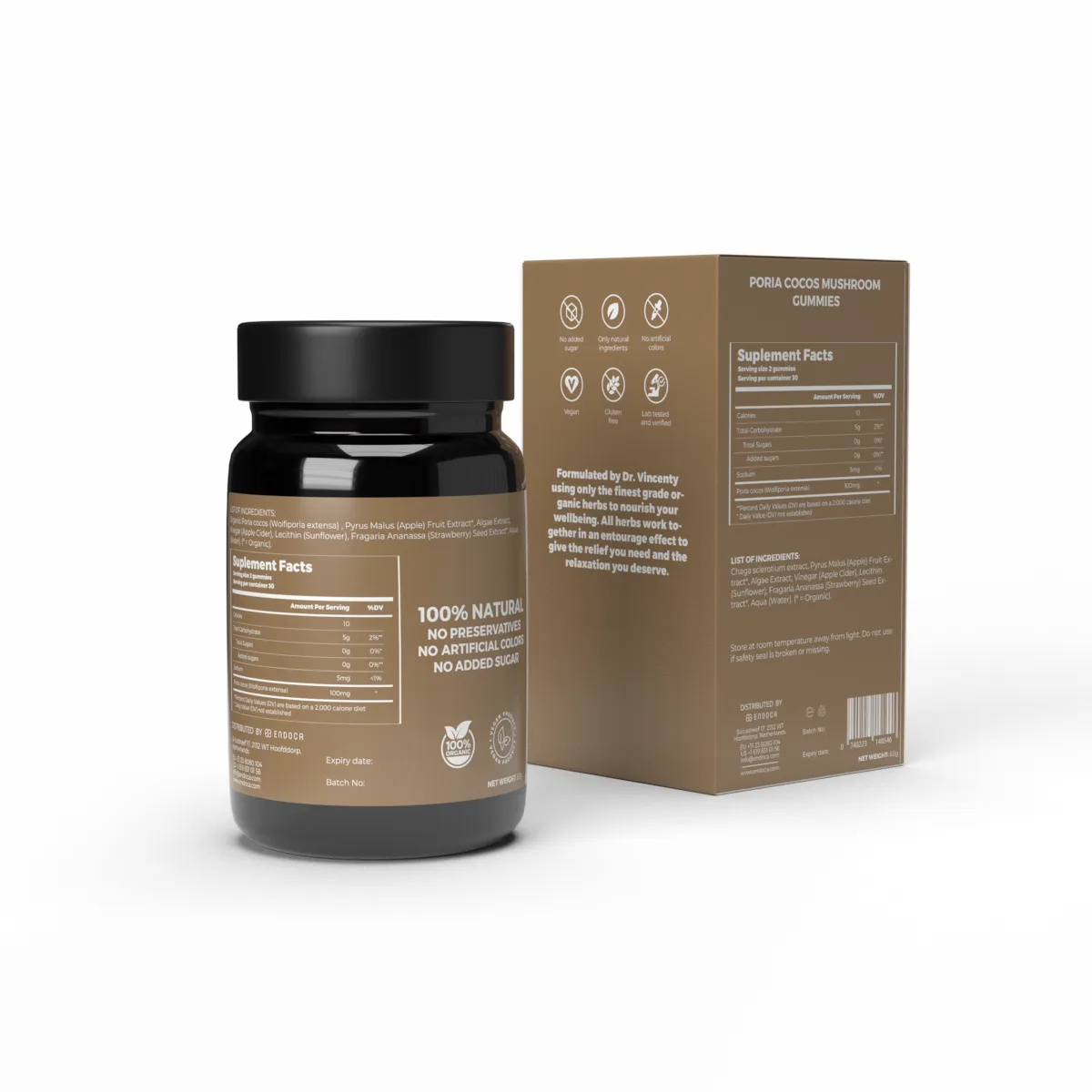 Endoca Poria Cocos 30 gominoles 50 mg d'extracte de bolets per gominola - Imatge 2